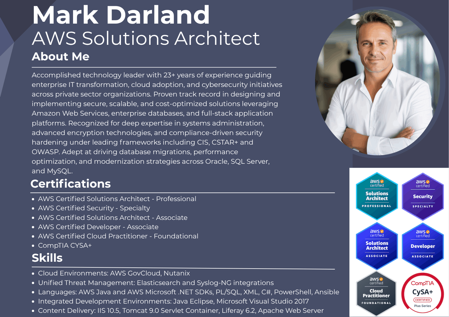 Mark Darland - AWS Solutions Architect and Certifications